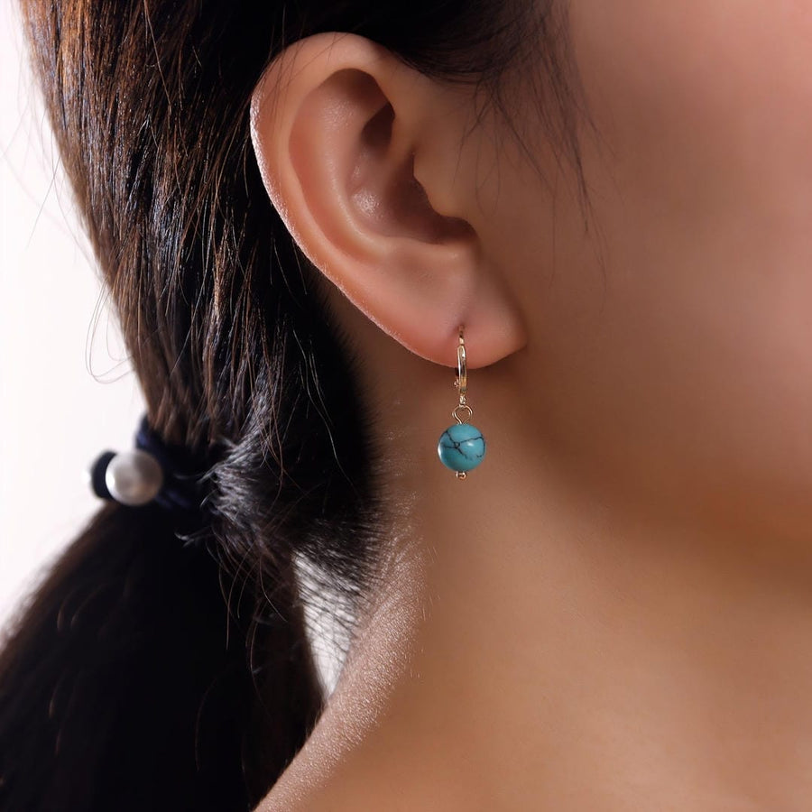 Brincos Pendentes Turquesa Dourados