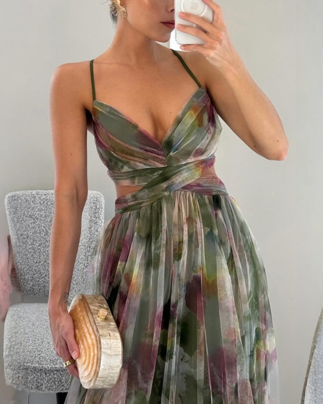 Adelina | Vestido Maxi em Chiffon Aguarela