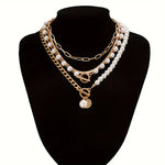 Conjunto de Colares Sobrepostos com Pérolas