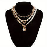 Conjunto de Colares Sobrepostos com Pérolas