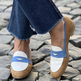 Mocassins Color Block Camelo, Branco e Azul-Claro