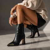 Rosária | Botins de Pele com Salto Bloco