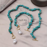 Conjunto de Colar e Pulseira com Turquesa