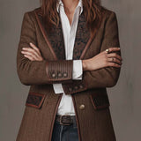 Francisca | Blazer Espinha de Peixe com Detalhes Estampados