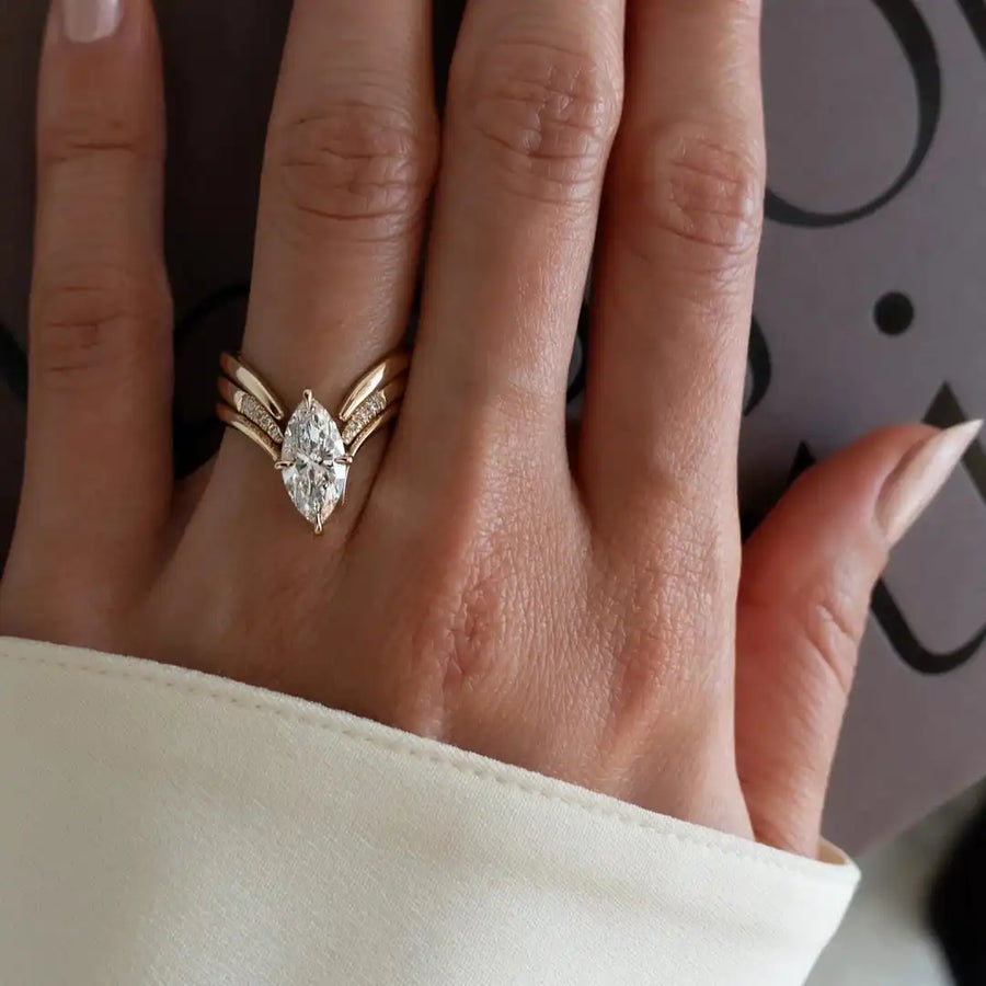 Conjunto de Anéis Lapidação Marquise