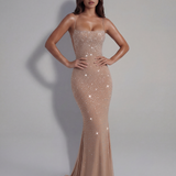 Vestido longo brilhante com alças finas