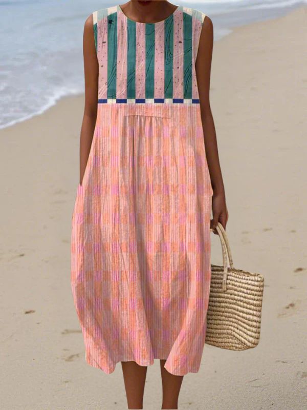 Lara™ | Vestido Midi Pastel às Riscas