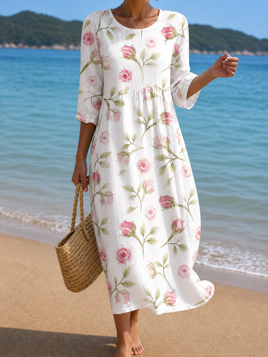 Cláudia™ | Vestido Midi Estampado