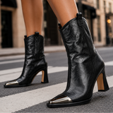 Rosária | Botins de Pele com Salto Bloco
