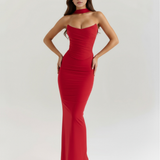 Vestido longo justo com colarinho choker