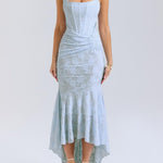 Natacha | Vestido Midi em Renda com Cauda Sereia