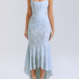 Natacha | Vestido Midi em Renda com Cauda Sereia