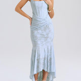 Natacha | Vestido Midi em Renda com Cauda Sereia