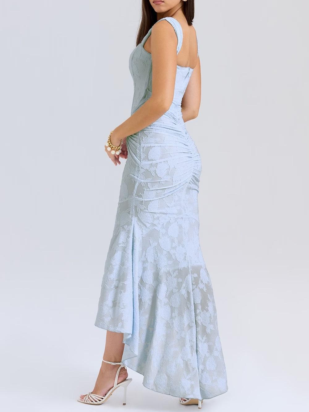 Natacha | Vestido Midi em Renda com Cauda Sereia