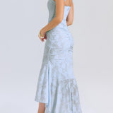 Natacha | Vestido Midi em Renda com Cauda Sereia