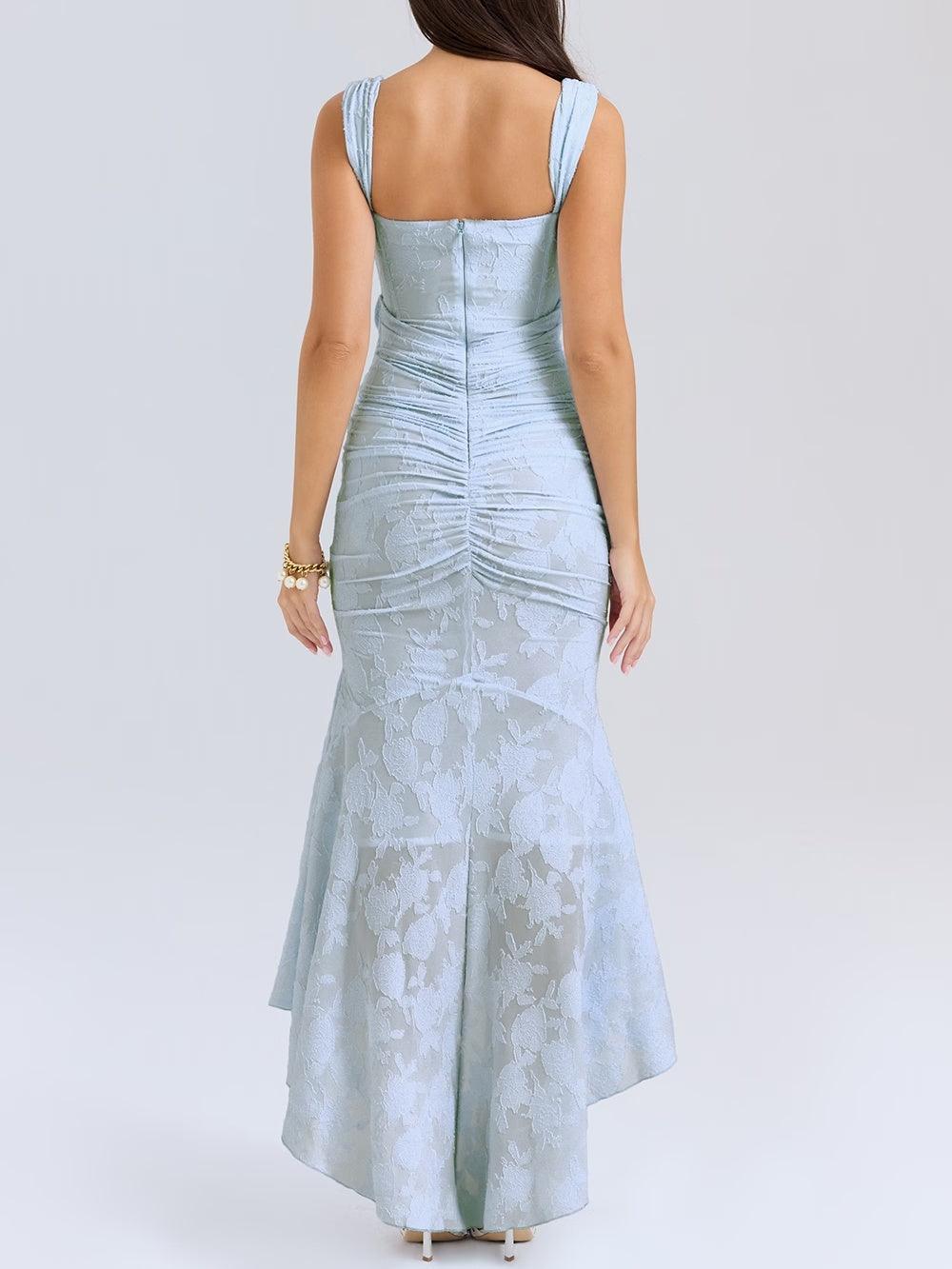 Natacha | Vestido Midi em Renda com Cauda Sereia
