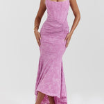 Natacha | Vestido Midi em Renda com Cauda Sereia