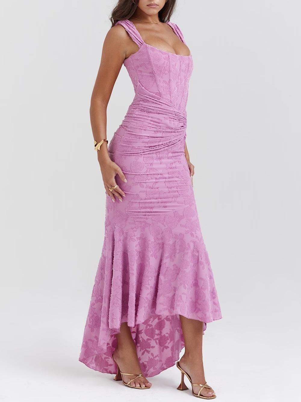 Natacha | Vestido Midi em Renda com Cauda Sereia