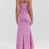 Natacha | Vestido Midi em Renda com Cauda Sereia