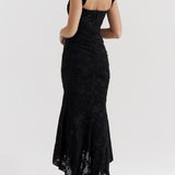 Natacha | Vestido Midi em Renda com Cauda Sereia