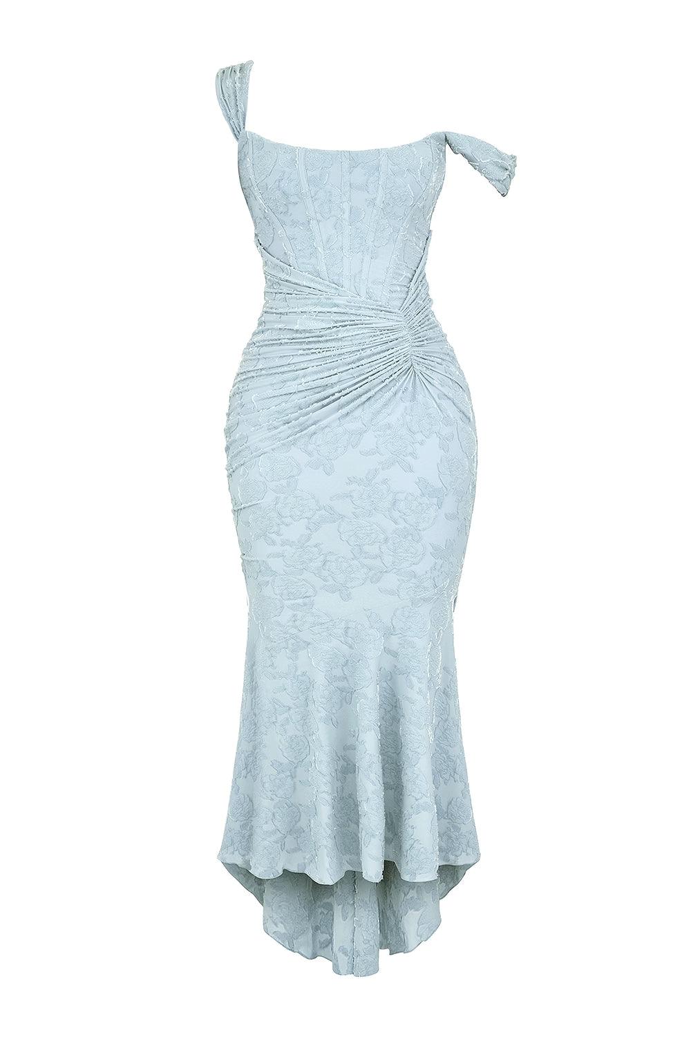 Natacha | Vestido Midi em Renda com Cauda Sereia