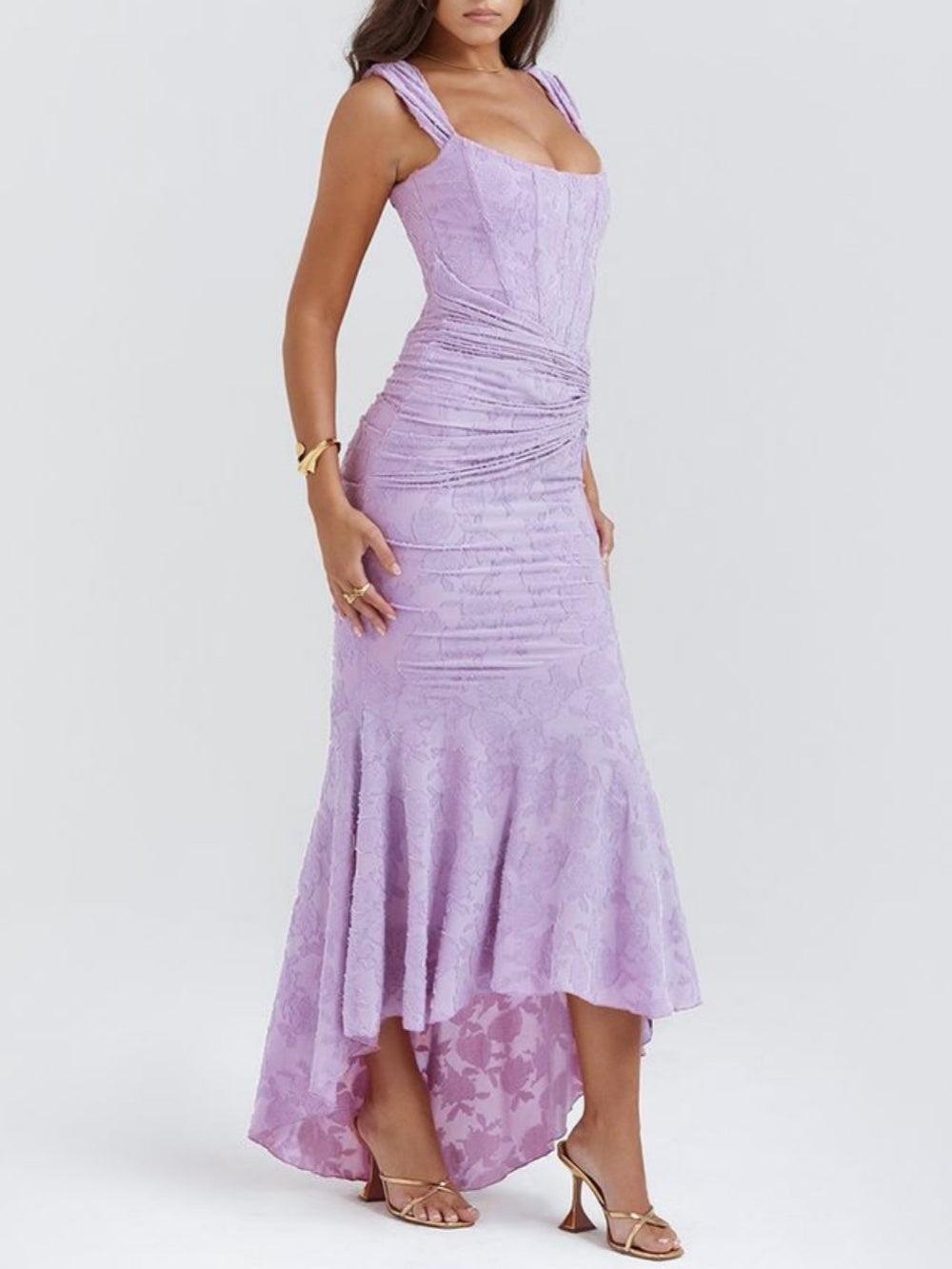 Natacha | Vestido Midi em Renda com Cauda Sereia