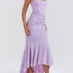 Natacha | Vestido Midi em Renda com Cauda Sereia