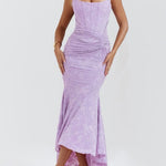 Natacha | Vestido Midi em Renda com Cauda Sereia
