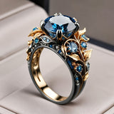 Anel Flor de Cristal Azul