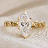 Anel Cristal Marquise Dourado