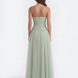 Vestido longo tomara que caia com corpete