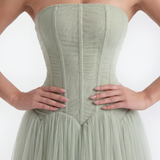 Vestido longo tomara que caia com corpete
