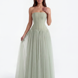 Vestido longo tomara que caia com corpete
