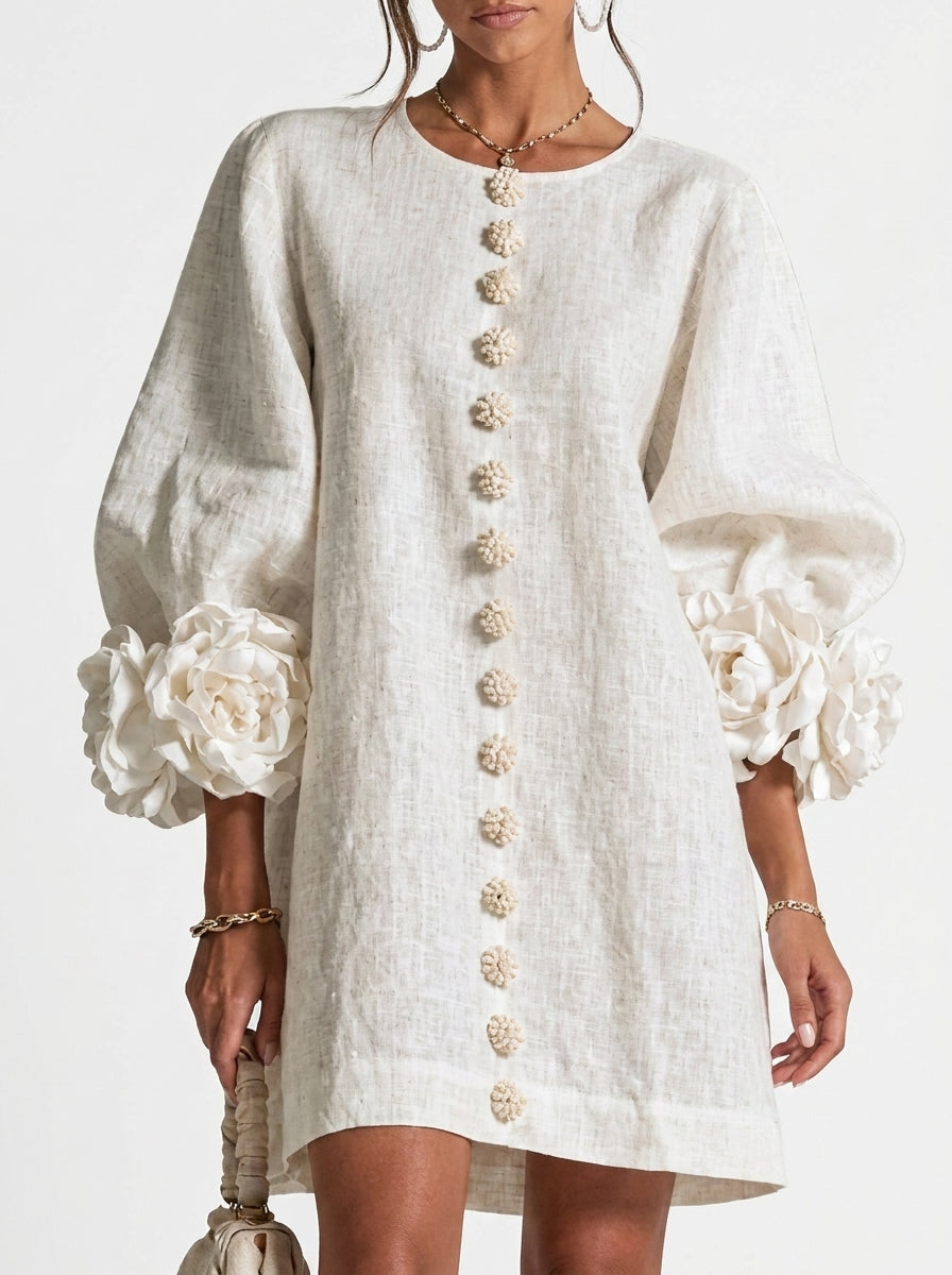 Lourdes | Vestido com Flores em Relevo