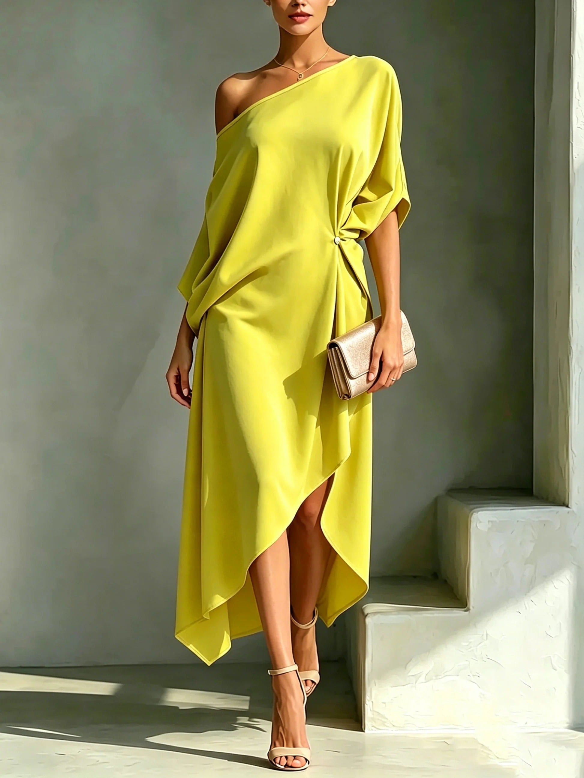 Sabina | Vestido Midi com Decote Quadrado