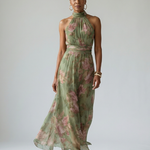 Cármen | Vestido Midi Floral com Decote Halter