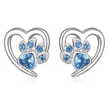 Boucles d'oreilles Patte et Cœur en Zirconium