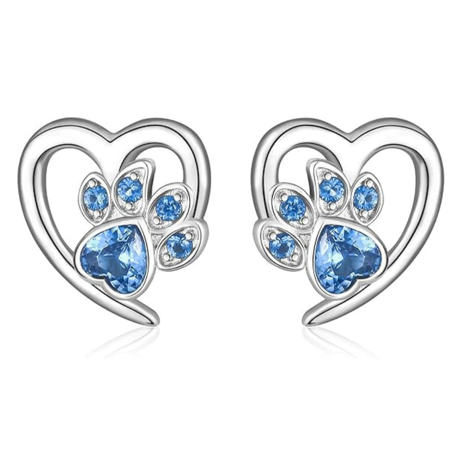 Boucles d'oreilles Patte et Cœur en Zirconium