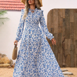 Mara | Vestido Maxi Romântico de Manga Comprida