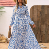 Mara | Vestido Maxi Romântico de Manga Comprida
