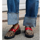Geneva | Mocassins Leopardo com Detalhes Vermelhos