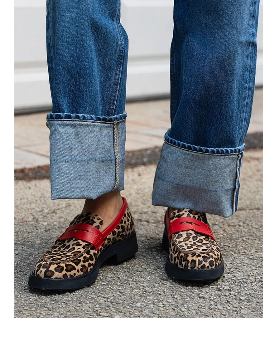 Geneva | Mocassins Leopardo com Detalhes Vermelhos