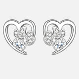 Boucles d'oreilles Patte et Cœur en Zirconium