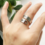 Bague réglable patte & cœur torsadés – Acier inoxydable