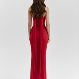 Vestido longo justo com colarinho choker