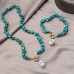 Conjunto de Colar e Pulseira com Turquesa