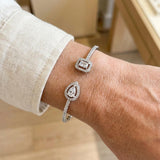 Pulseira Rígida Aberta Duas Pedras Dourada