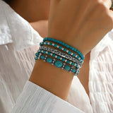 Conjunto de Pulseiras Contas Turquesa