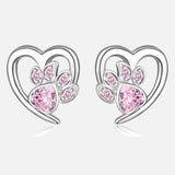 Boucles d'oreilles Patte et Cœur en Zirconium
