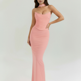 Vestido longo justo com colarinho choker